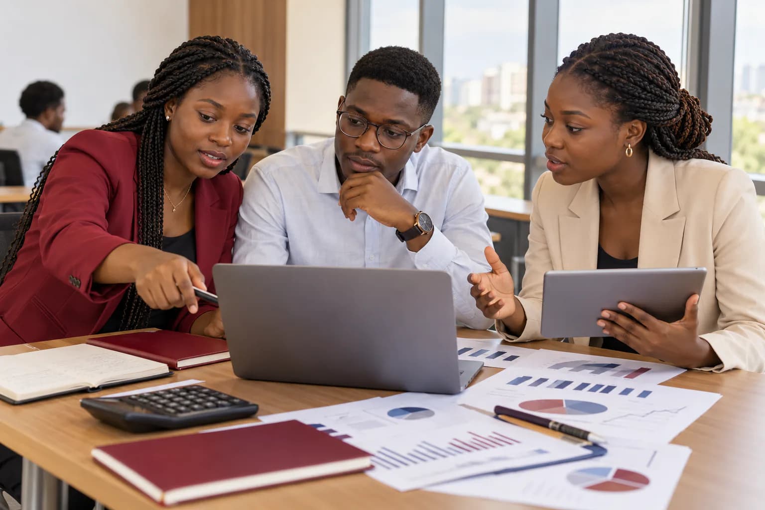 Illustration : étudiants analysant des données en banque, finance et assurance